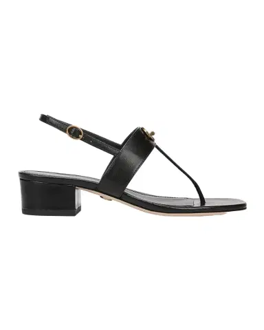 Veronica Beard Andie Toggle Leather Block-Heel Slingback Sandals | Thumbnail 1