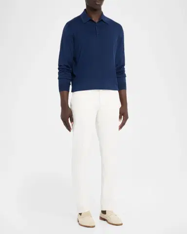 Stefano Ricci Men's Silk Knit Long-Sleeve Polo Shirt | Thumbnail 2