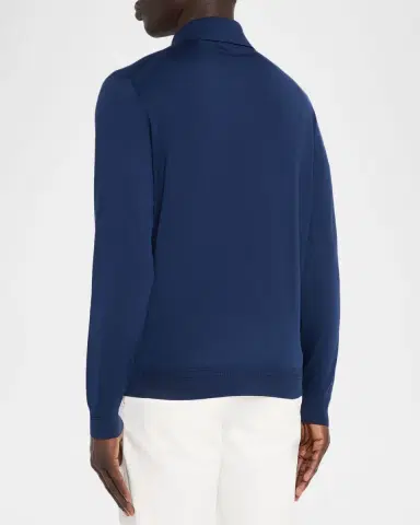 Stefano Ricci Men's Silk Knit Long-Sleeve Polo Shirt | Thumbnail 3