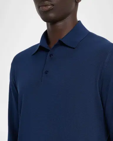 Stefano Ricci Men's Silk Knit Long-Sleeve Polo Shirt | Thumbnail 5