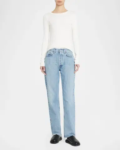 ÉTERNE Long-Sleeve Fitted Crewneck Top | Thumbnail 2