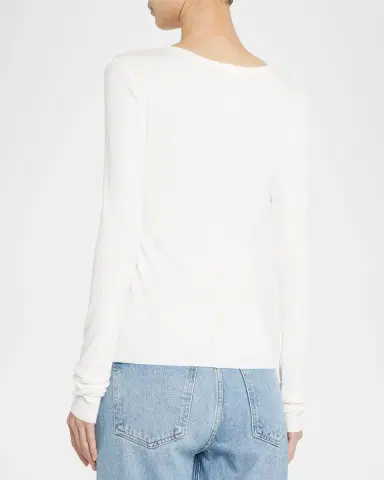 ÉTERNE Long-Sleeve Fitted Crewneck Top | Thumbnail 3