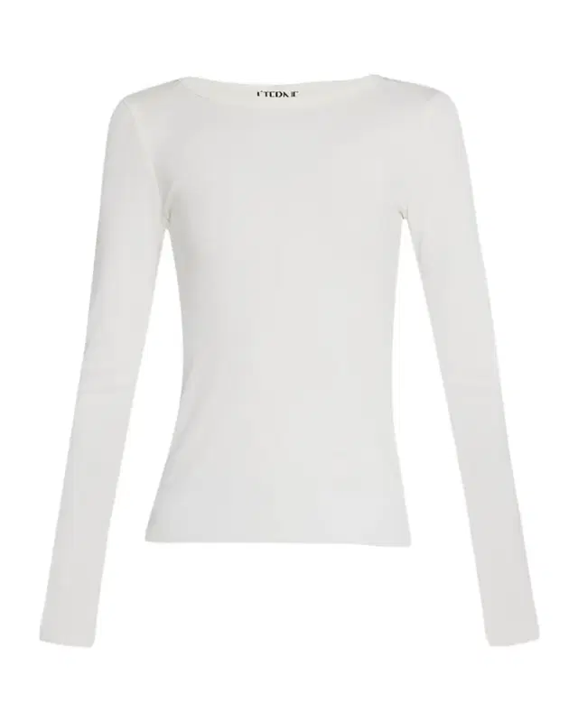 Eterne Long-Sleeve Fitted Crewneck Top