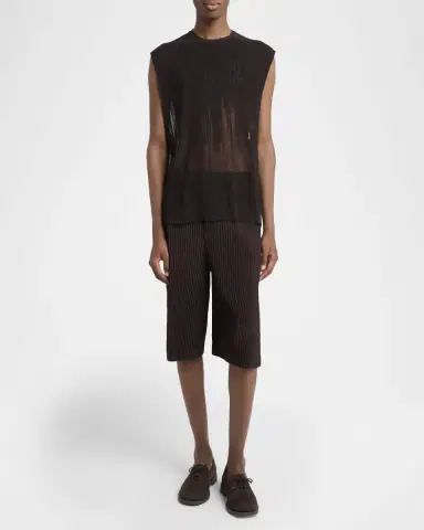 Homme Plissé Issey Miyake Men's Pleated Bermuda Shorts | Thumbnail 2 Homme Plissé Issey Miyake Men's Pleated Bermuda Shorts | Thumbnail 2