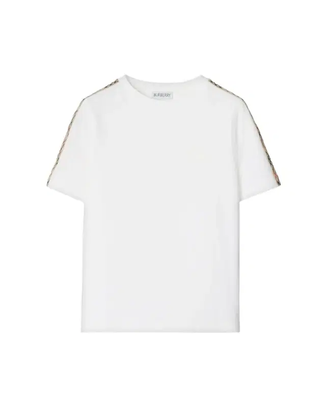 Kid 's Check-Trim Cotton T-Shirt, Size 6M-2