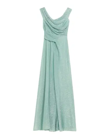 Talbot Runhof Draped Off-The-Shoulder Metallic Plisse Gown | Thumbnail 1