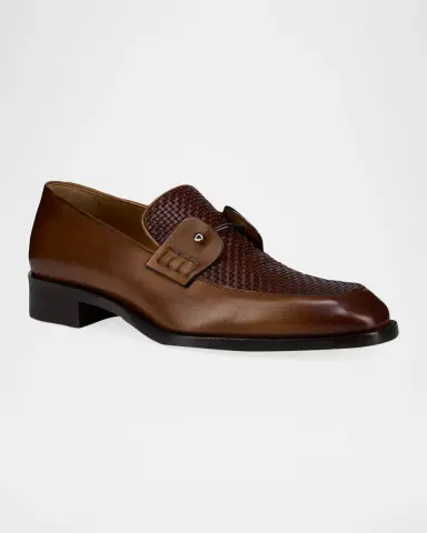 Christian Louboutin Men's Chambelimoc Woven Leather Boat Shoes | Thumbnail 2 Christian Louboutin Men's Chambelimoc Woven Leather Boat Shoes | Thumbnail 2