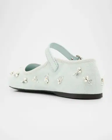 Miu Miu Embellished Canvas Mary Jane Ballerina Flats | Thumbnail 4 Miu Miu Embellished Canvas Mary Jane Ballerina Flats | Thumbnail 4