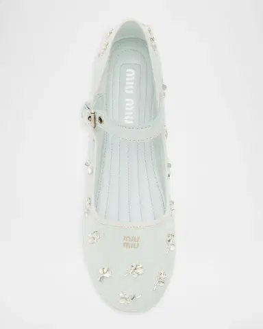 Miu Miu Embellished Canvas Mary Jane Ballerina Flats | Thumbnail 6 Miu Miu Embellished Canvas Mary Jane Ballerina Flats | Thumbnail 6