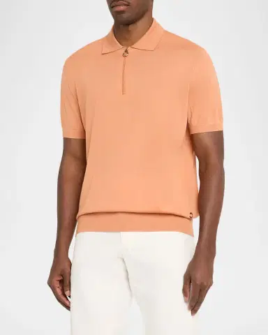 Stefano Ricci Men's Cashmere, Wool and Silk Quarter-Zip Polo Shirt | Thumbnail 4