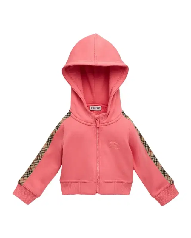Girl 's Check-Trim Cotton Zip Hoodie, Size 6M-3