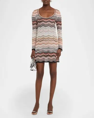 Missoni Paillette Chevron Knit Long-Sleeve Mini Dress | Thumbnail 2 Missoni Paillette Chevron Knit Long-Sleeve Mini Dress | Thumbnail 2