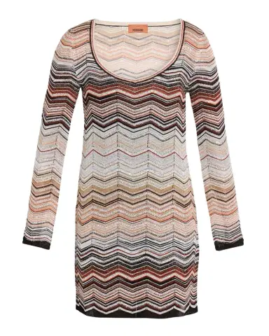 Missoni Paillette Chevron Knit Long-Sleeve Mini Dress | Thumbnail 1 Missoni Paillette Chevron Knit Long-Sleeve Mini Dress | Thumbnail 1