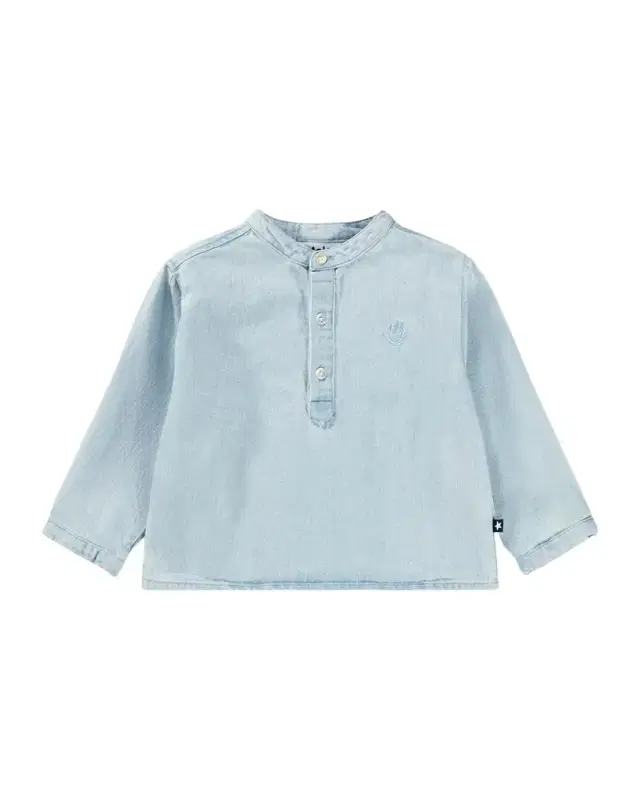 Boy 's Enoz Mandarin-Collar Denim Top, Size -2