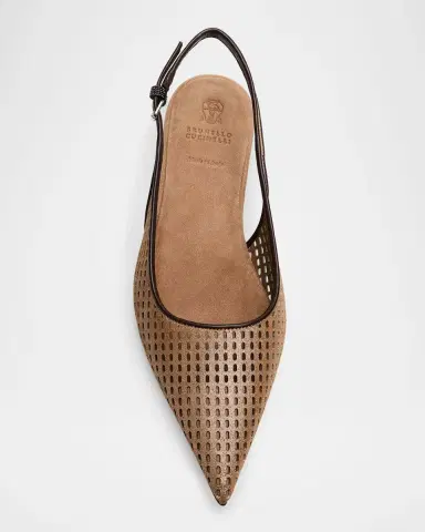 Brunello Cucinelli Perforated Leather Slingback Flats | Thumbnail 4 Brunello Cucinelli Perforated Leather Slingback Flats | Thumbnail 4