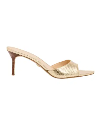 Veronica Beard Tia Embossed Metallic Leather Mid-Heel Sandals | Thumbnail 1 Veronica Beard Tia Embossed Metallic Leather Mid-Heel Sandals | Thumbnail 1