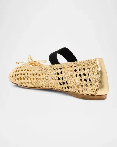 Miu Miu Metallic Leather Crochet Ballerina Flats | Thumbnail 2 Miu Miu Metallic Leather Crochet Ballerina Flats | Thumbnail 2