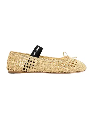 Miu Miu Metallic Leather Crochet Ballerina Flats | Thumbnail 1 Miu Miu Metallic Leather Crochet Ballerina Flats | Thumbnail 1