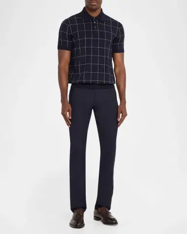 dunhill Men's Checked Cotton and Silk Polo Sweater | Thumbnail 2