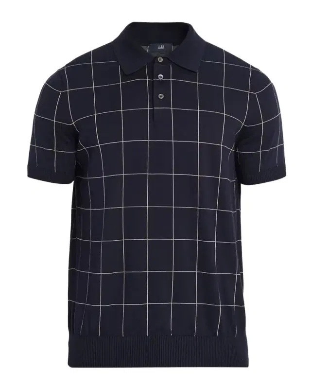 Men 's Checked Cotton and Silk Polo Sweater