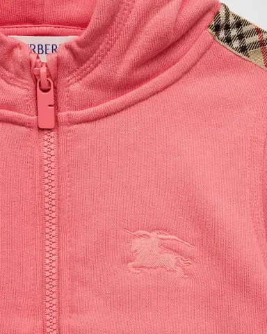 Burberry Girl 's Check-Trim Cotton Zip Hoodie, Size 3-14 | Thumbnail 3 Burberry Girl 's Check-Trim Cotton Zip Hoodie, Size 3-14 | Thumbnail 3