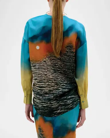Silvia Tcherassi erida Drawstring High-Low Satin Blouse | Thumbnail 2