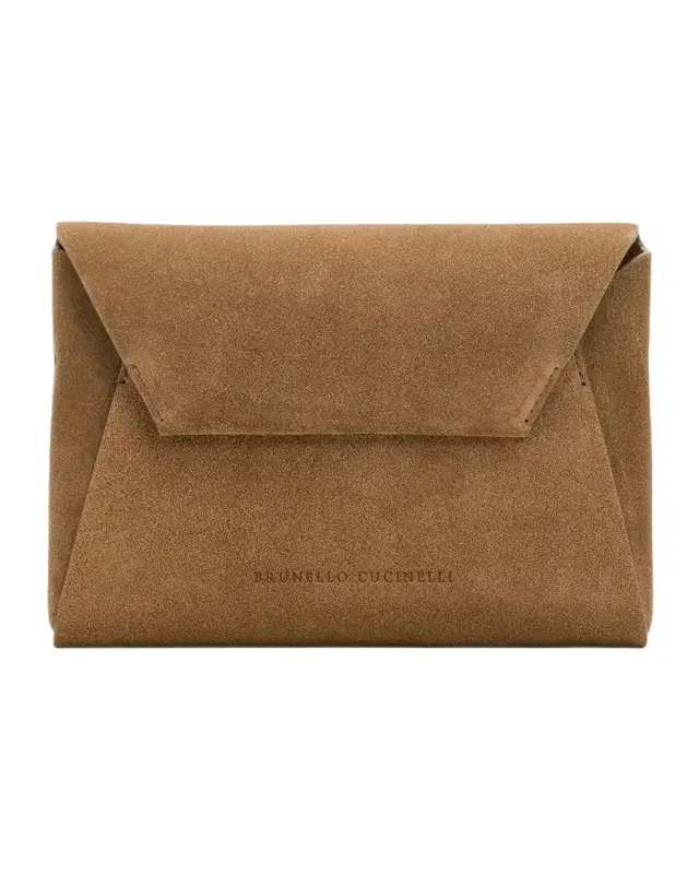 Brunello Cucinelli Suede Envelope Pochette Clutch Bag