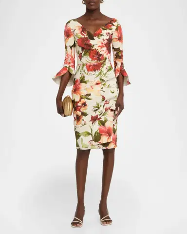 Chiara Boni La Petite Robe Triana Floral-Print Bodycon Ruffle Dress | Thumbnail 2