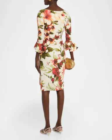 Chiara Boni La Petite Robe Triana Floral-Print Bodycon Ruffle Dress | Thumbnail 3