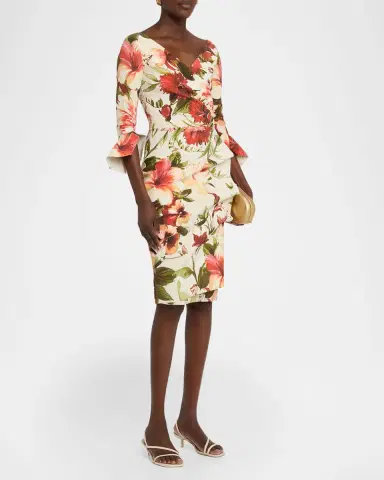 Chiara Boni La Petite Robe Triana Floral-Print Bodycon Ruffle Dress | Thumbnail 4