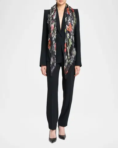 Alexander McQueen Skull & Spider Floral Silk Scarf | Thumbnail 2