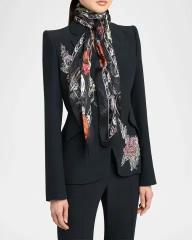 Alexander McQueen Skull & Spider Floral Silk Scarf | Thumbnail 3