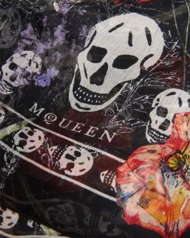 Alexander McQueen Skull & Spider Floral Silk Scarf | Thumbnail 4