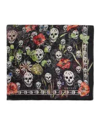 Alexander McQueen Skull & Spider Floral Silk Scarf | Thumbnail 1