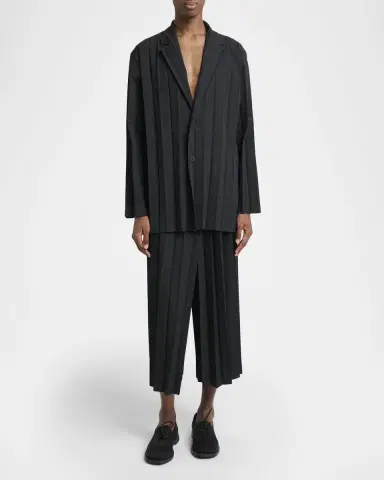 Homme Plissé Issey Miyake Men's Edge Ensemble Single-Breasted Pleated Jacket | Thumbnail 2