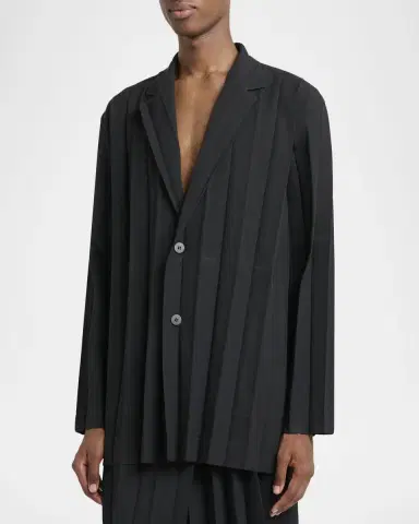 Homme Plissé Issey Miyake Men's Edge Ensemble Single-Breasted Pleated Jacket | Thumbnail 4