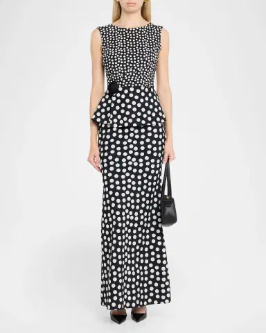 Chiara Boni La Petite Robe Koha Polka Dot Peplum Mermaid Gown | Thumbnail 2 Chiara Boni La Petite Robe Koha Polka Dot Peplum Mermaid Gown | Thumbnail 2
