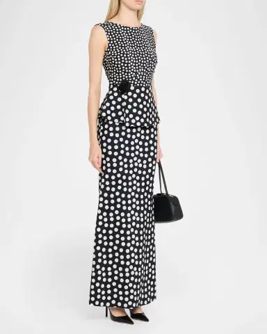 Chiara Boni La Petite Robe Koha Polka Dot Peplum Mermaid Gown | Thumbnail 4 Chiara Boni La Petite Robe Koha Polka Dot Peplum Mermaid Gown | Thumbnail 4