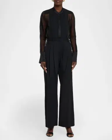 TWP Peyton Sheer Tuxedo Button-Front Shirt | Thumbnail 2