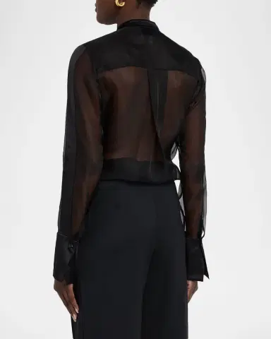 TWP Peyton Sheer Tuxedo Button-Front Shirt | Thumbnail 3