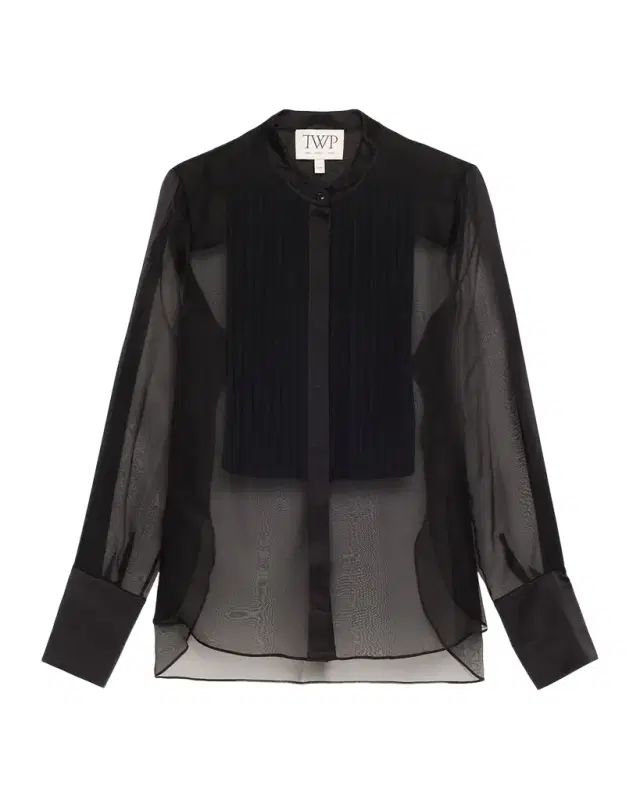 Peyton Sheer Tuxedo Button-Front Shirt