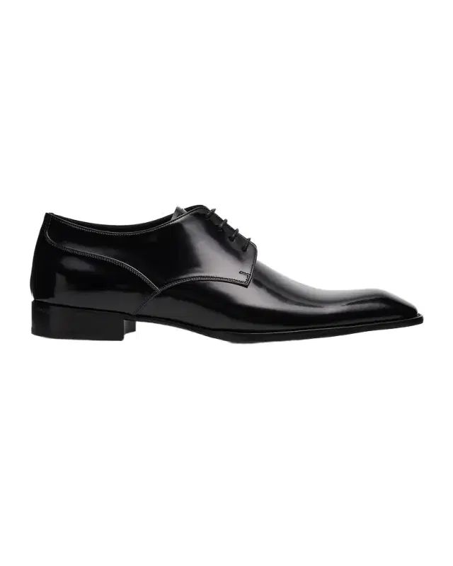 Saint Laurent Men 's Stanton Glazed Leather Derby Shoes