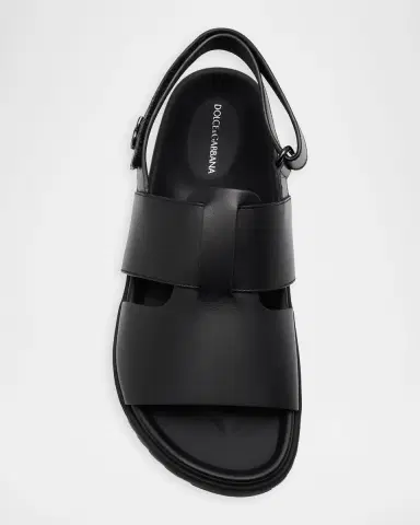 Dolce & Gabbana Men's DG Logo Leather Sandals | Thumbnail 4 Dolce & Gabbana Men's DG Logo Leather Sandals | Thumbnail 4