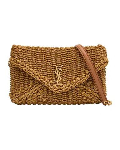 Saint Laurent Cassandre YSL Woven Raffia Shoulder Bag Pouch Bag | Thumbnail 1 Saint Laurent Cassandre YSL Woven Raffia Shoulder Bag Pouch Bag | Thumbnail 1