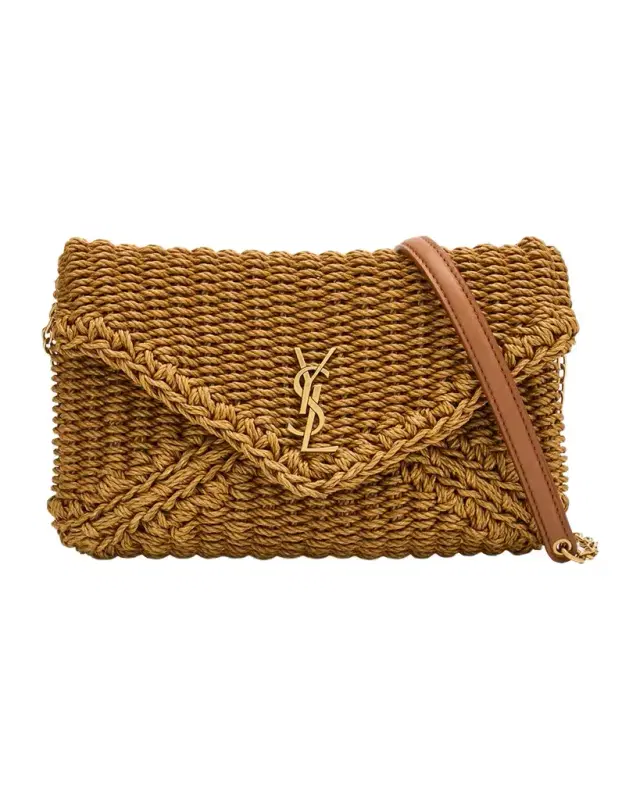 Saint Laurent Cassandre YSL Woven Raffia Shoulder Bag Pouch Bag