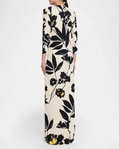 Chiara Boni La Petite Robe Tsuya Floral-Print Column Gown | Thumbnail 3 Chiara Boni La Petite Robe Tsuya Floral-Print Column Gown | Thumbnail 3