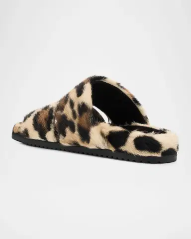 Dolce & Gabbana Men's Leo Leopard-Print Goat Hide Slides | Thumbnail 2