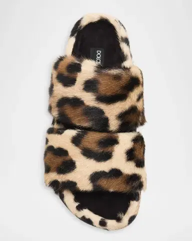 Dolce & Gabbana Men's Leo Leopard-Print Goat Hide Slides | Thumbnail 4