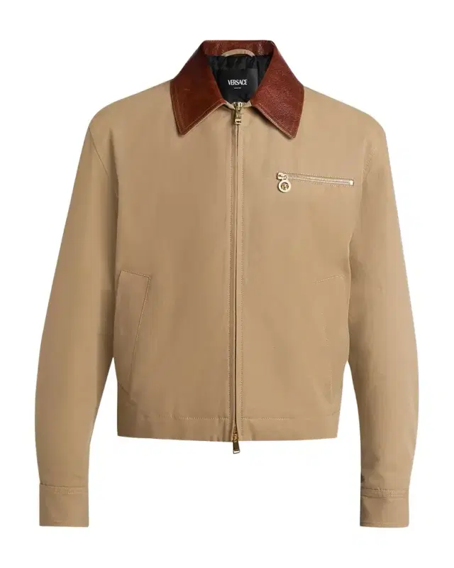 Men 's Leather Collar Blouson Jacket
