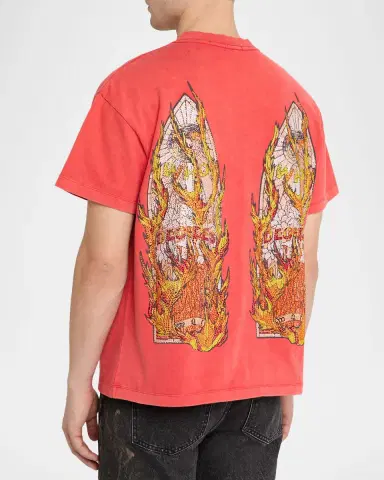 Who Decides War Men's Rhinestone Flame Glass Jersey Cotton T-Shirt | Thumbnail 3